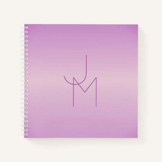 Uniek overlappend monogram | Zacht lavendelroze Notitieboek (Voorkant)