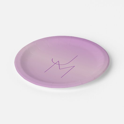 Uniek overlappend monogram | Zacht lavendelroze Papieren Bordje (Gekanteld)