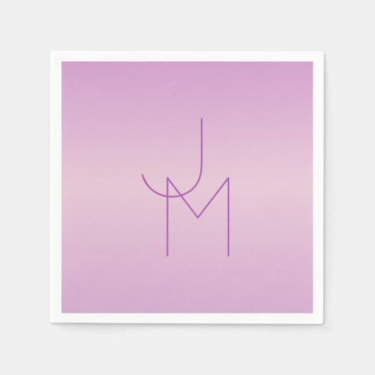 Uniek overlappend monogram | Zacht lavendelroze Servet (Voorkant)