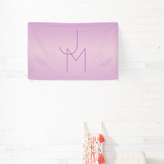 Uniek overlappend monogram | Zacht lavendelroze Spandoek (Insitu)