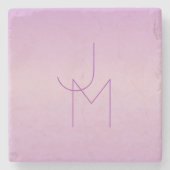 Uniek overlappend monogram | Zacht lavendelroze Stenen Onderzetter (Voorkant)
