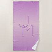 Uniek overlappend monogram | Zacht lavendelroze Strandlaken (Voorkant)