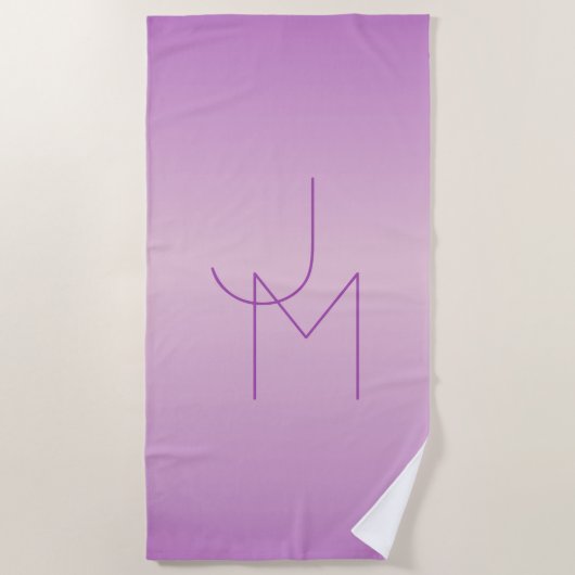 Uniek overlappend monogram | Zacht lavendelroze Strandlaken (Voorkant)