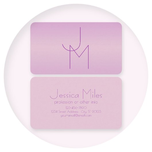 Uniek overlappend monogram | Zacht lavendelroze Visitekaartje