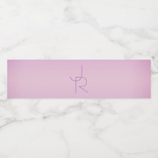 Uniek overlappend monogram | Zacht lavendelroze Waterfles Etiket (Enkel label)