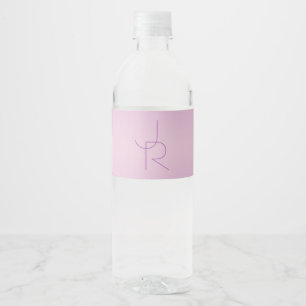 Uniek overlappend monogram Zacht lavendelroze Waterfles Etiket