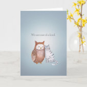 Uniek paar Jubileum Ik hou van jou Kat en Owl Kaart (Gele Bloem)