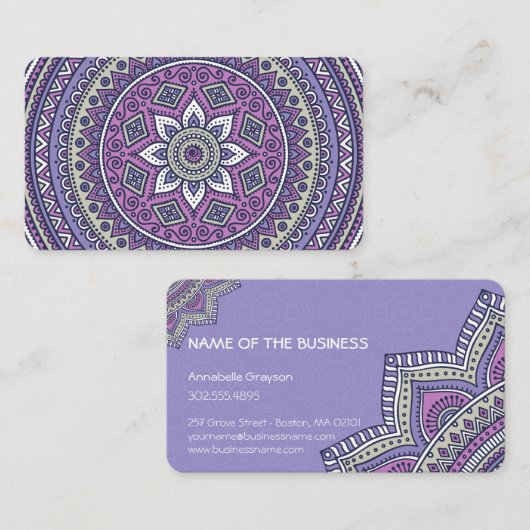  uniek Paars Mandala Visitekaartje (Voorkant / Achterkant)