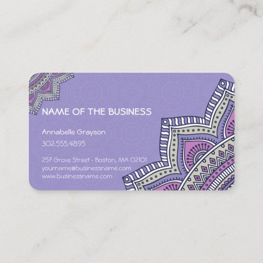 uniek Paars Mandala Visitekaartje (Achterkant)