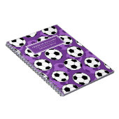 Uniek Paars Voetbal Patroon Aangepaste naam Notitieboek (Rechterzijde)