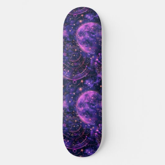 Uniek Paarse Astrologie Design Skateboard (Voorkant)