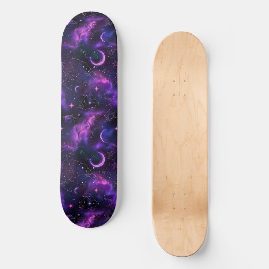 Uniek Paarse Astrologie Design Skateboard (Voorkant)