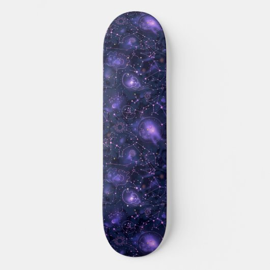 Uniek Paarse Astrologie Design Skateboard (Voorkant)