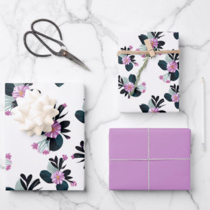 Uniek paarse bloemen inpakpapier vel