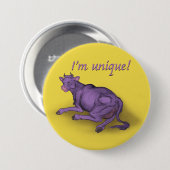 Uniek! paarse koe ronde button 7,6 cm (Voorkant /achterkant)