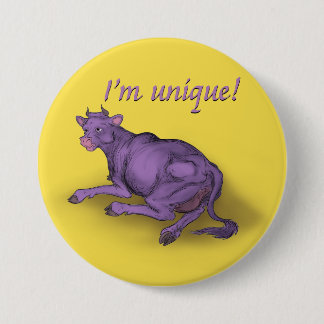 Uniek! paarse koe ronde button 7,6 cm