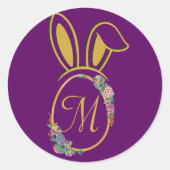 Uniek paashaas monogram ronde sticker (Voorkant)