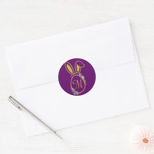 Uniek paashaas monogram ronde sticker (Envelop)