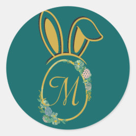 Uniek paashaas monogram ronde sticker