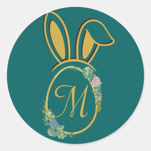 Uniek paashaas monogram ronde sticker (Voorkant)
