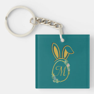 Uniek paashaas monogram sleutelhanger