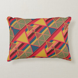 Uniek Pan-Afrikaans kleurrijk driehoekspatroon Accent Kussen