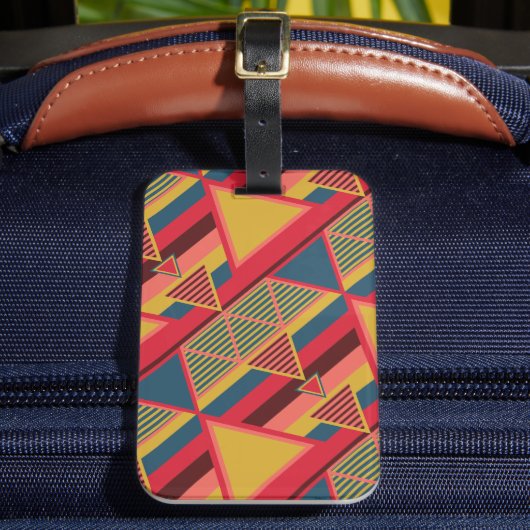 Uniek Pan-Afrikaans kleurrijk driehoekspatroon Bagagelabel (Voorkant Insitu 2)