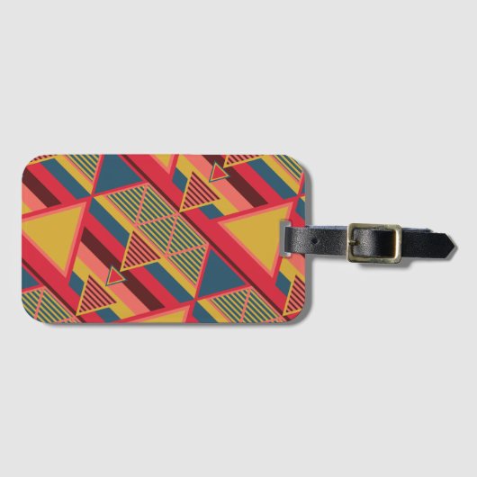 Uniek Pan-Afrikaans kleurrijk driehoekspatroon Bagagelabel (Voorkant (horizontaal))