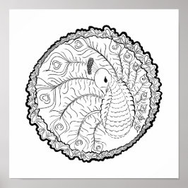 Uniek Peacock Art Kleurplaat Poster