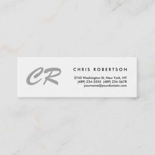 Uniek penseelscript Monogram Minimalist Mini Visitekaartje (Voorkant)