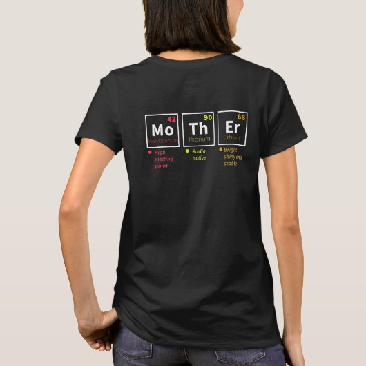 Uniek Periodic Table Moederdag T-shirt (Achterkant)