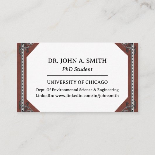 Uniek PhD Student Visitekaartje (Voorkant)
