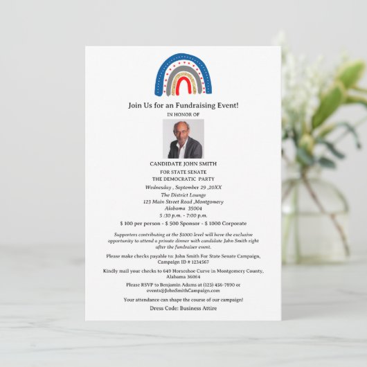 Uniek politiek inzamelingsevenement kaart (Staand voorkant)