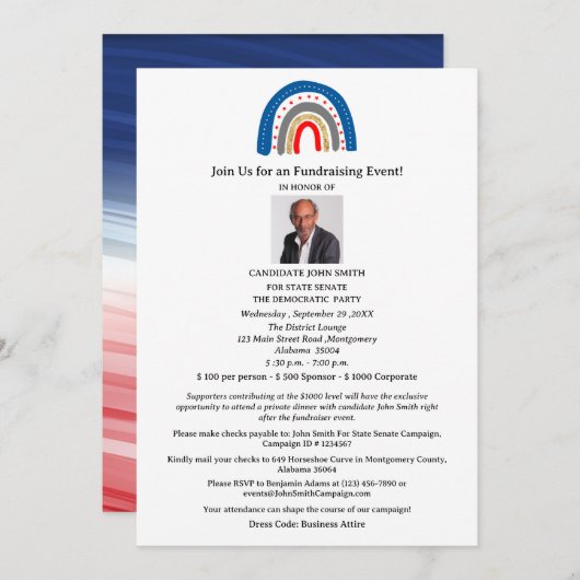 Uniek politiek inzamelingsevenement kaart (Voorkant / Achterkant)