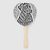 Uniek portret van schattige zwarte Labrador hond Handwaaier (Achterkant)