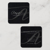 Uniek Professional Premium Black Monogram Script Vierkante Visitekaartje (Voorkant / Achterkant)