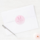 Uniek retouradres & monogram | roze ombre ronde sticker (Envelop)