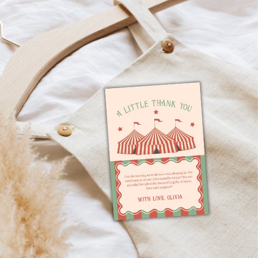 Uniek Retro  Carnaval Circus Baby shower Bedankkaart