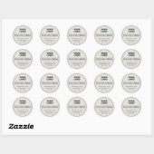 Uniek retro-modern adres zwart & off white ronde sticker (Vel)