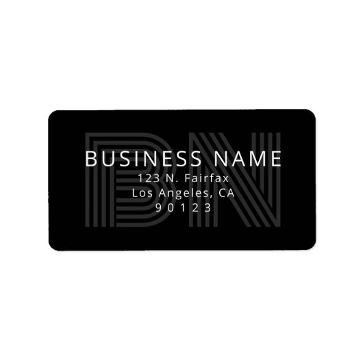 Uniek retro-modern monogram retouradres etiket (Voorkant)