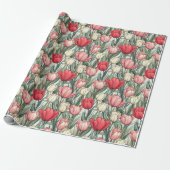 Uniek Retro Tulp Inpakpapier (Uitgerold)