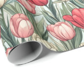Uniek Retro Tulp Inpakpapier (Rol Hoek)