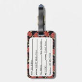 Uniek Rode Floral-bloesonmonogram | Bagagelabel (Achterkant verticaal)