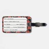 Uniek Rode Floral-bloesonmonogram | Bagagelabel (Achterkant horizontaal)