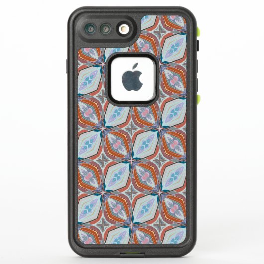 Uniek roest, Blauwgroen, lichtblauw & roze patroon (Achterkant)