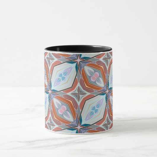 Uniek roest, Blauwgroen, lichtblauw & roze patroon Mok (Midden)