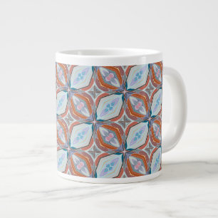 Uniek roest, turquoise, lichtblauw en roze patroon grote koffiekop