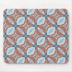 Uniek roest, turquoise, lichtblauw en roze patroon muismat
