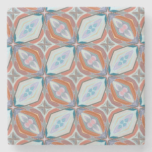 Uniek roest, turquoise, lichtblauw en roze patroon stenen onderzetter