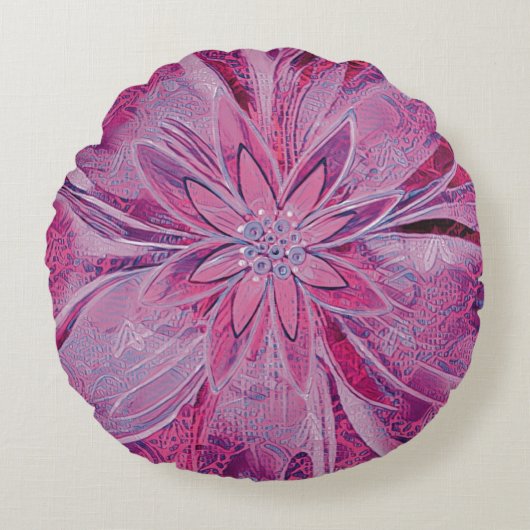 Uniek rond kussen in bloemenstijl (Voorkant)